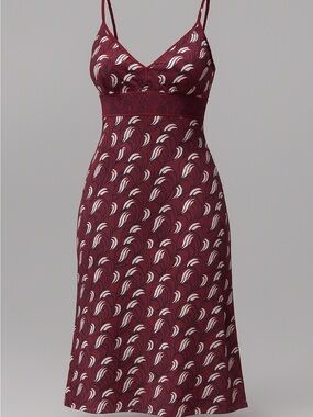 Esprit Maroon and White Printed Spaghetti Strap Dress
